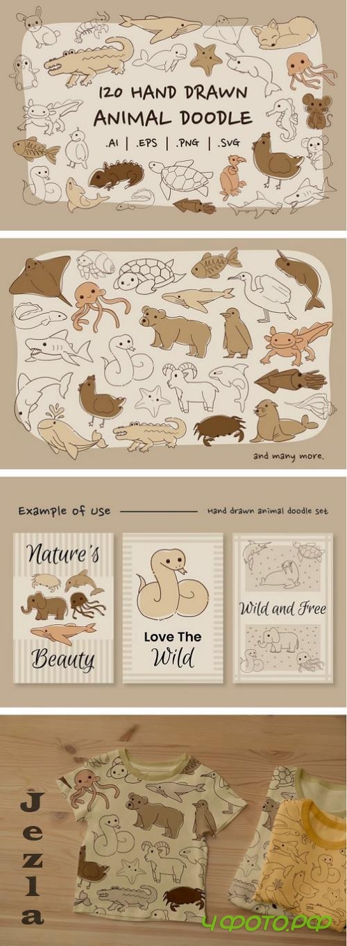 Illustration - Handrawn Animal Doddle Icon Set - CPEZF9J
