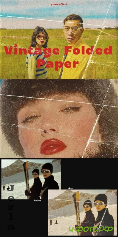 Folded Paper Vintage Card Photo Effect - 75NNNC7 Folded Paper Vintage Card Photo Effect - 75NNNC7