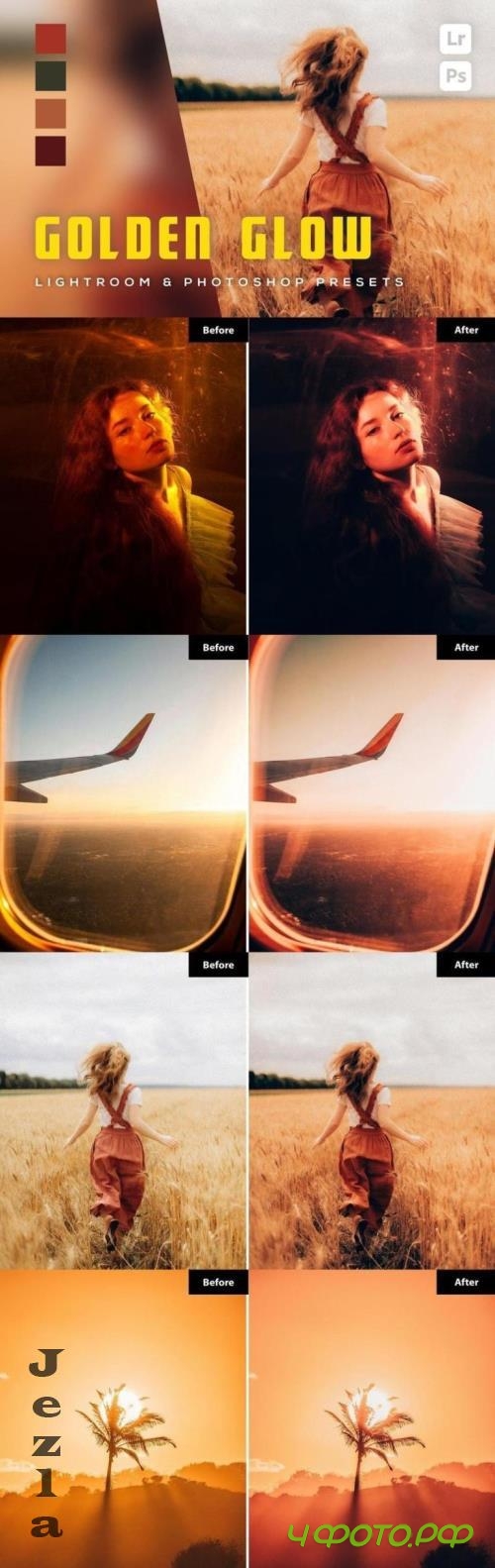 6 Golden Glow Lightroom and Photoshop Presets - MNLPFRQ