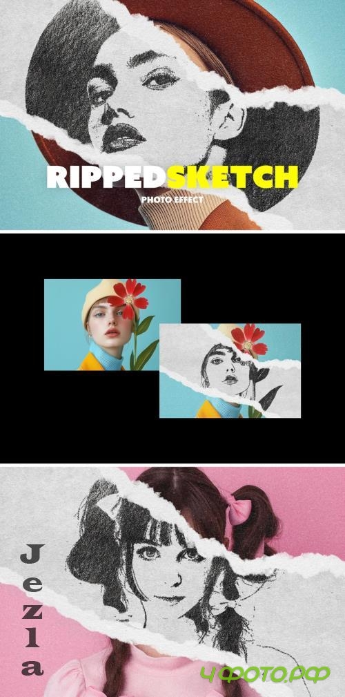 Ripped Sketch Photo Effect - 291271628 - BAZQRBB