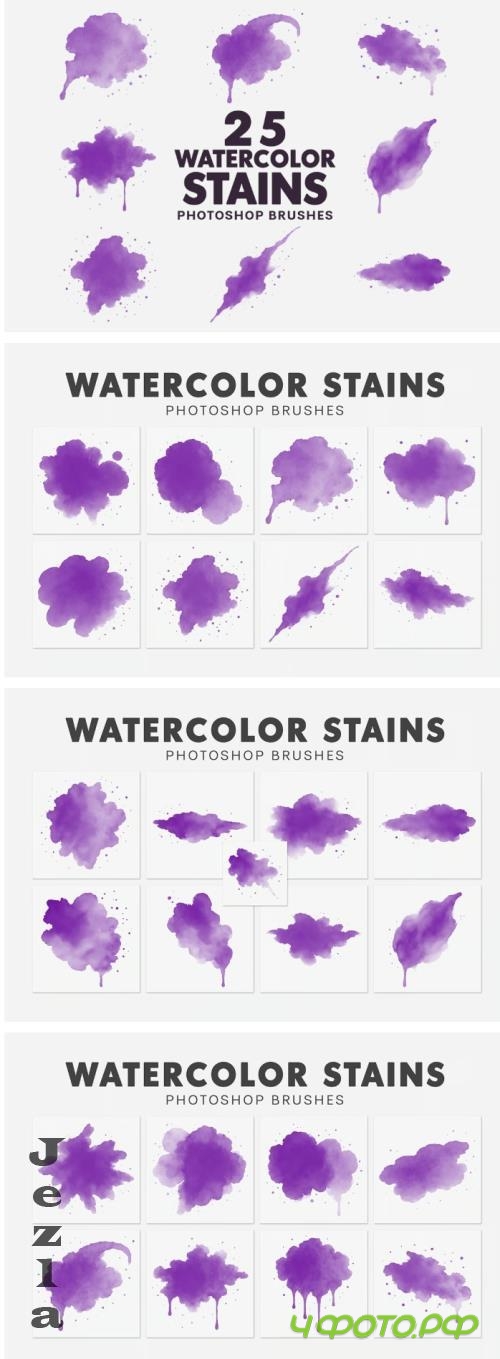 25 Watercolor Stains Brushes - PB35G83