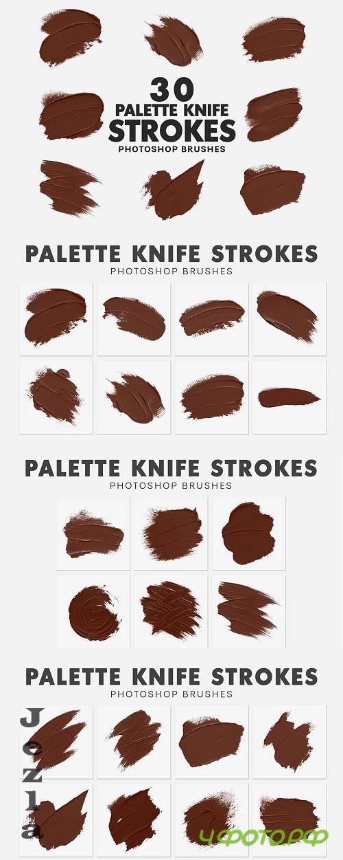 30 Palette Knife Strokes Brushes - YY6MXYP